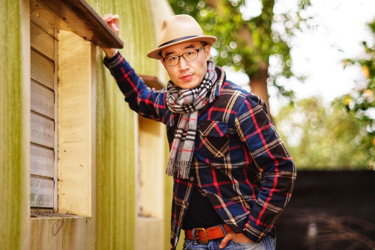 Portrait of boy standing outdoors