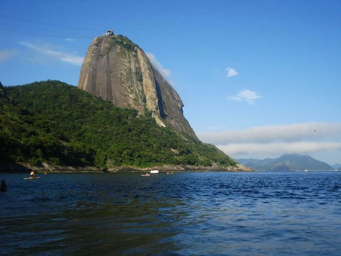 Scenic view of bay against sky