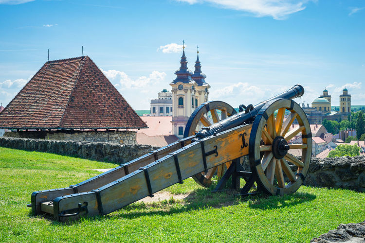 Cannon in the castle of eger, hungary is aimed to defend the city