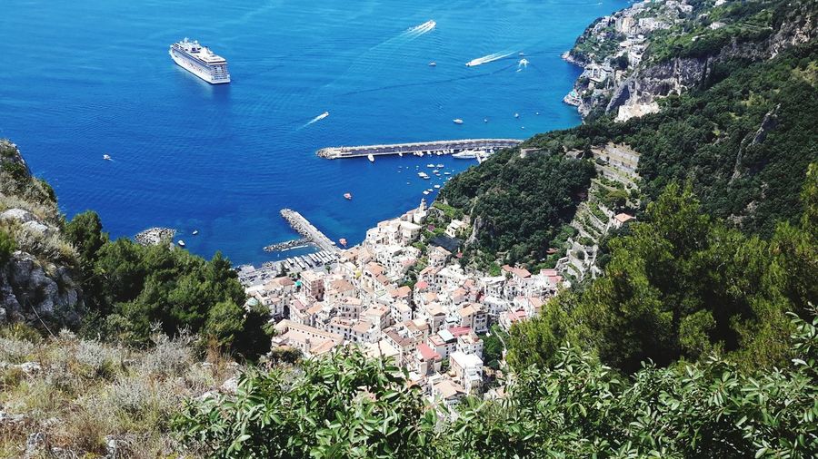 Scenic view of town on amalfi coast