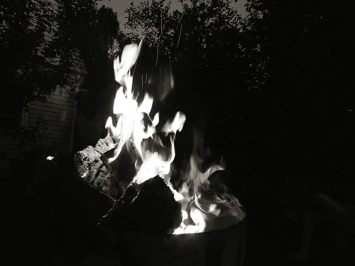 View of fire in the dark
