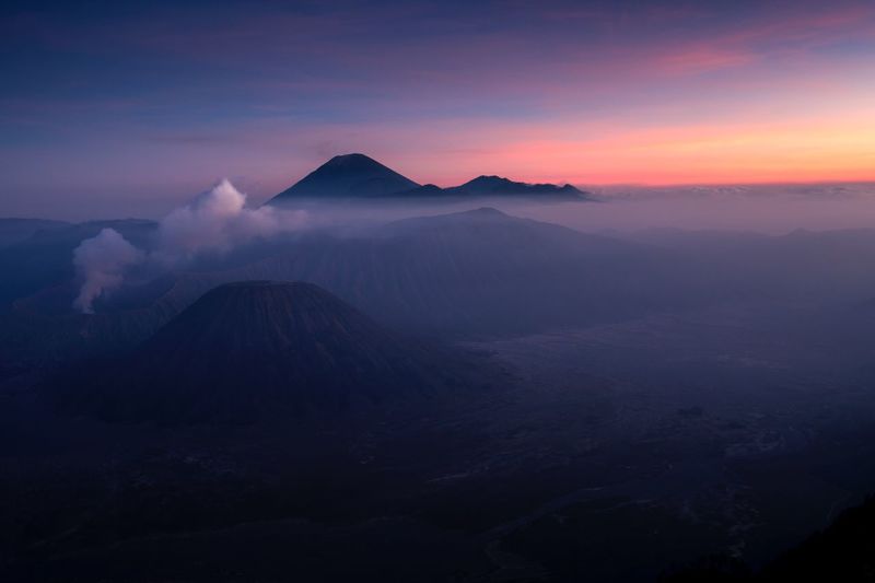 Sunrise at mount bromo from kingkong hill view , east java-indonesia