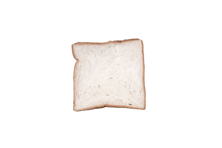 Directly above shot of bread against white background
