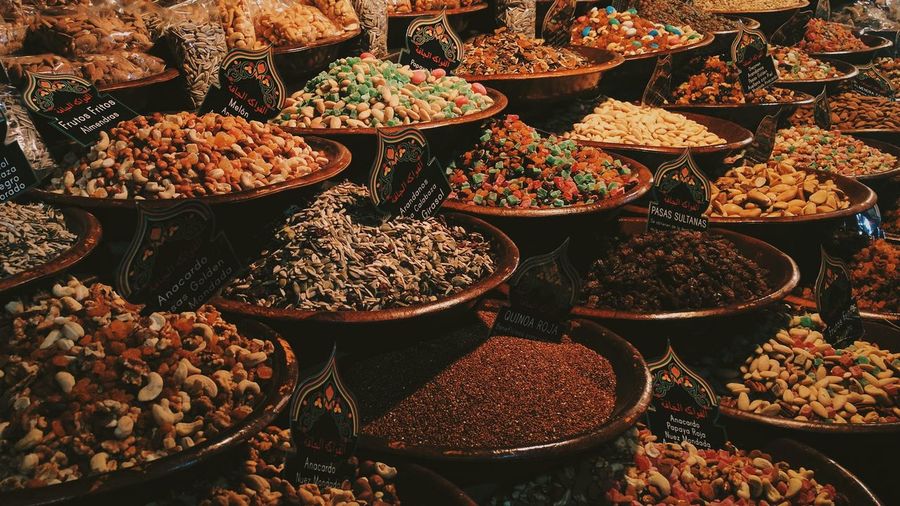 Various food for sale at market stall