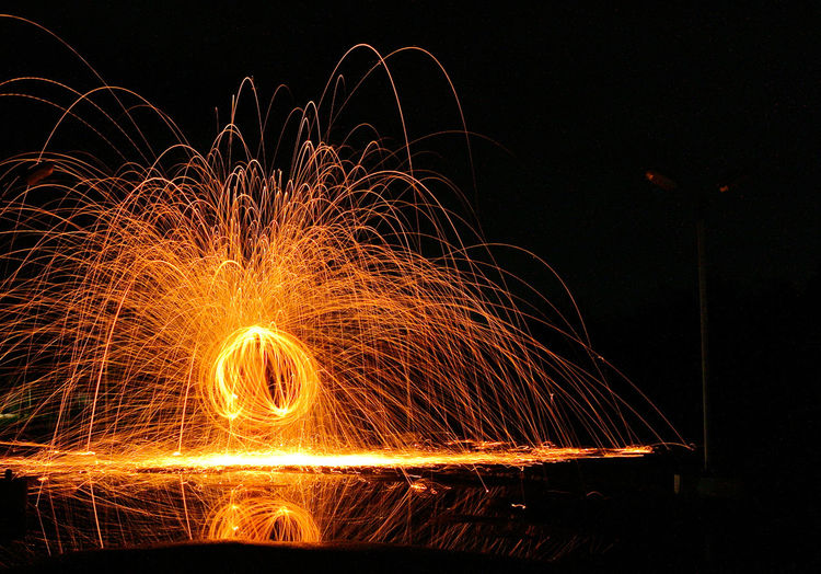 Firework display at night