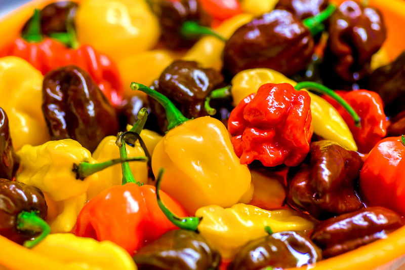 Full frame shot of various peppers