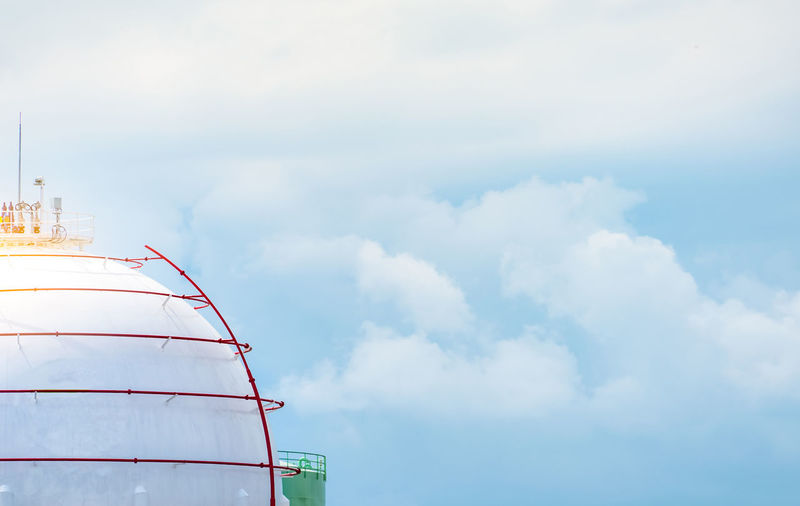 Industrial gas storage tank. lng or liquefied natural gas storage tank. spherical gas tank.