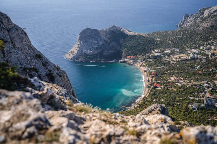 Novyi svit town in crimea. view from the top of falcon sokol mountain