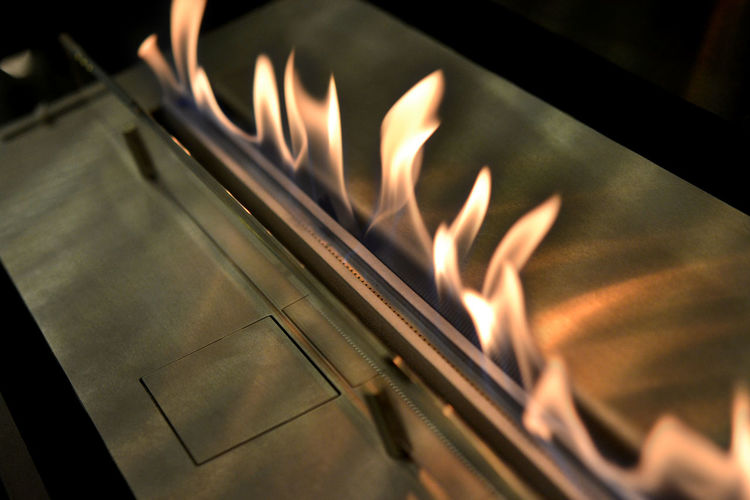 Modern bio fireplot fireplace on ethanol gas. smart ecological alternative technologies. 