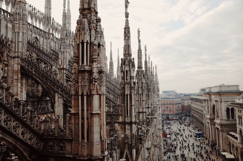 High angle view of duomo di milano against sky