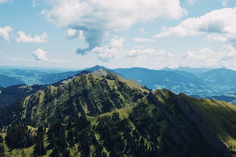 Panoramic view of mountains against sky