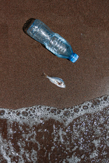 High angle view of shallow water on beach