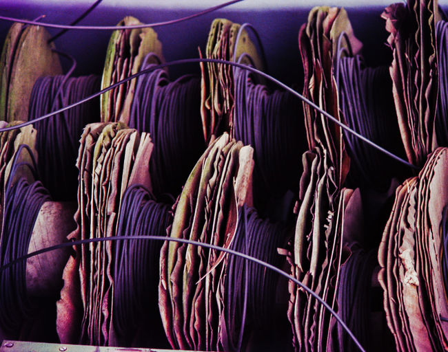 Full frame shot of cables in reels