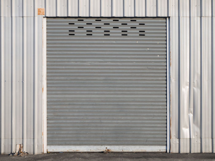 Closed shutter of building