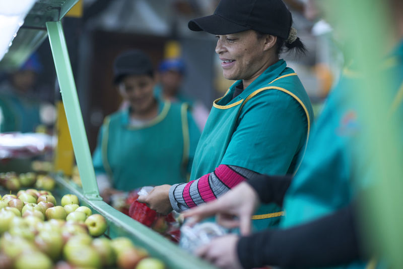 Women working in apple factory