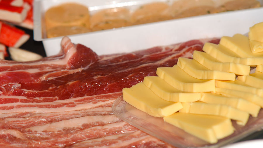 Close-up of chopped bread in plate