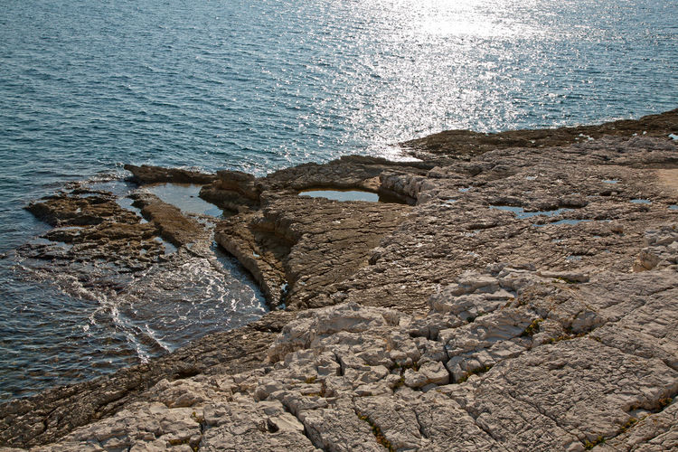 Aerial view of rocks on beach