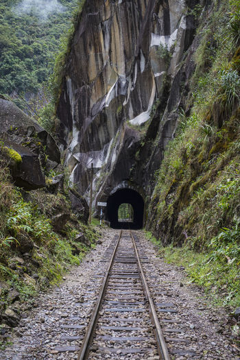 Train tracks leading to aguas calientes, base for machu picchu