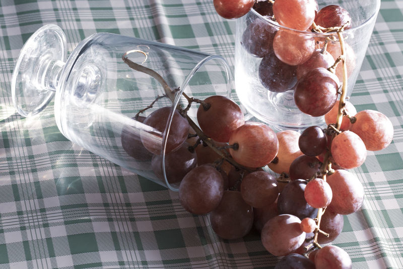 Close-up of grape in wine glass