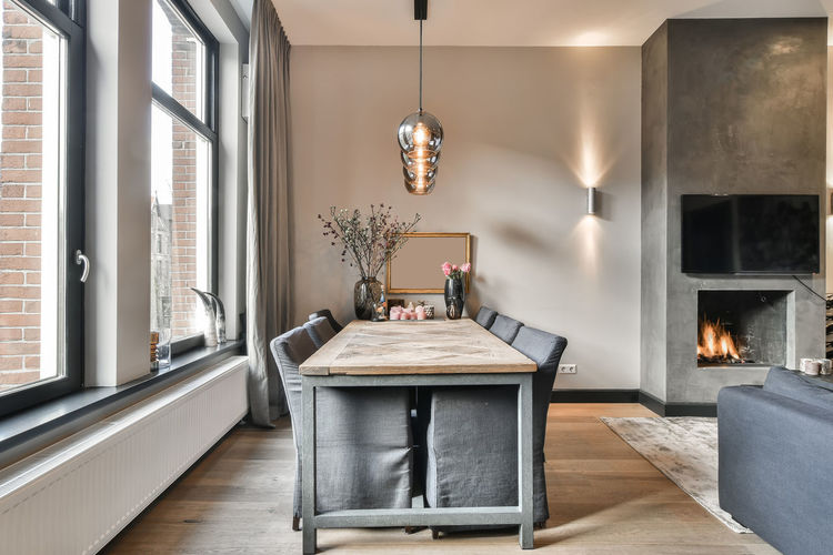Empty chairs and tables at home