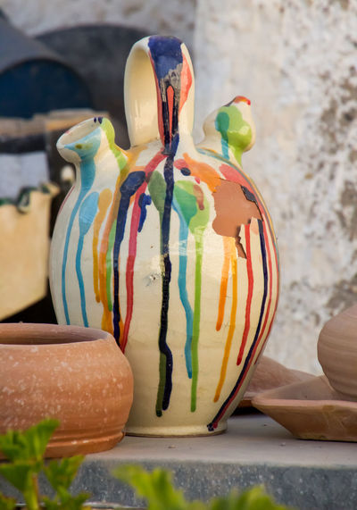 Close-up of multi colored pot