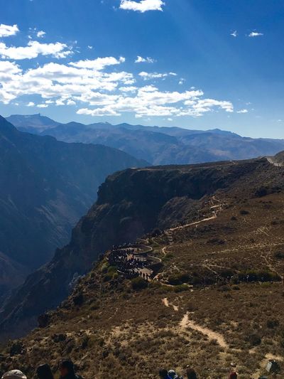 High angle view of people on mountain