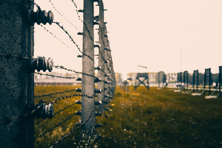 View of barbed wire fence