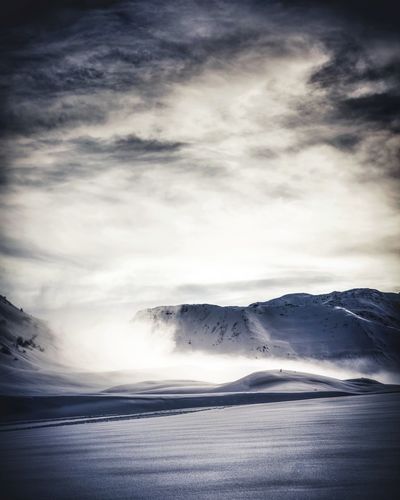 Scenic view of mountains against sky