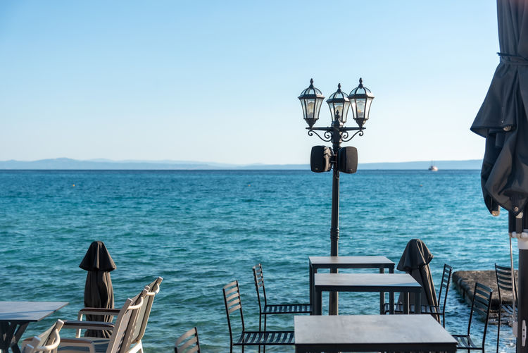 Scenic view of sea against clear sky