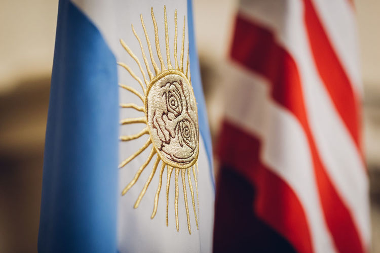 Close-up of argentinian flag