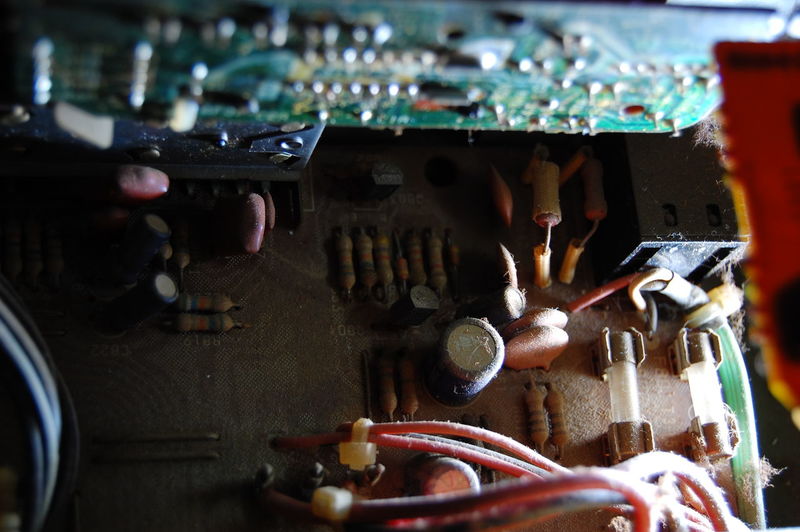 Close-up of dusty circuit board