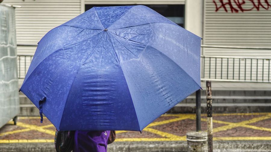 Low section of person with umbrella