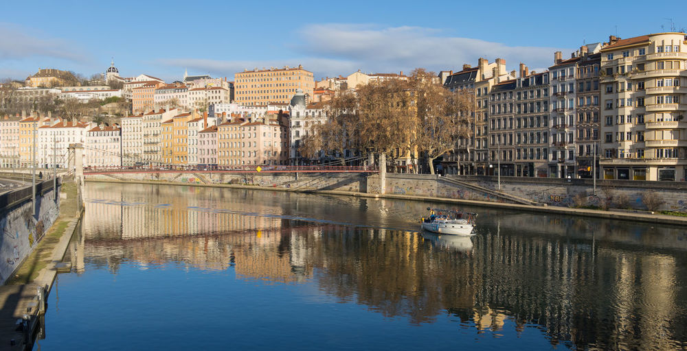 Reflection of buildings in water