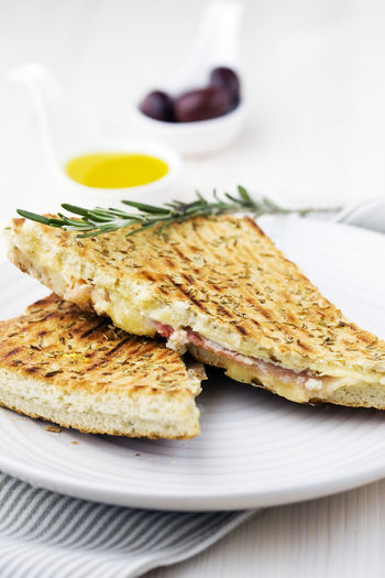 Focaccia with rosemary on plate