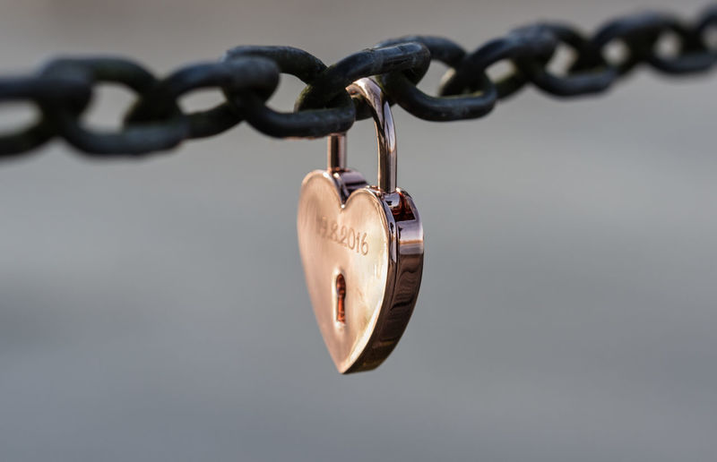 Close-up of chain hanging outdoors