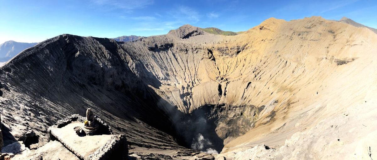 High angle view of volcanic crater