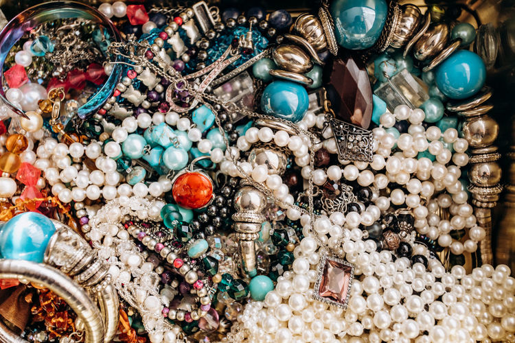 Full frame shot of various jewelry
