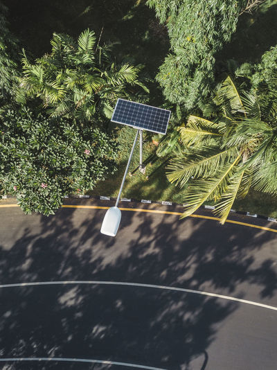 Indonesia, bali, solar-powered street lamp, aerial view