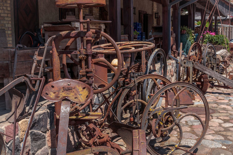 Old rusty bicycle wheel
