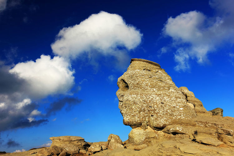 Sphinx of rock formations at bucegi natural park