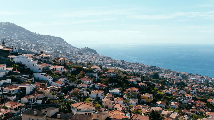 Overview of urban area of funchal city in madeira island.