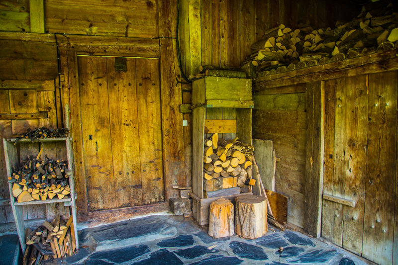 Log cabin in building
