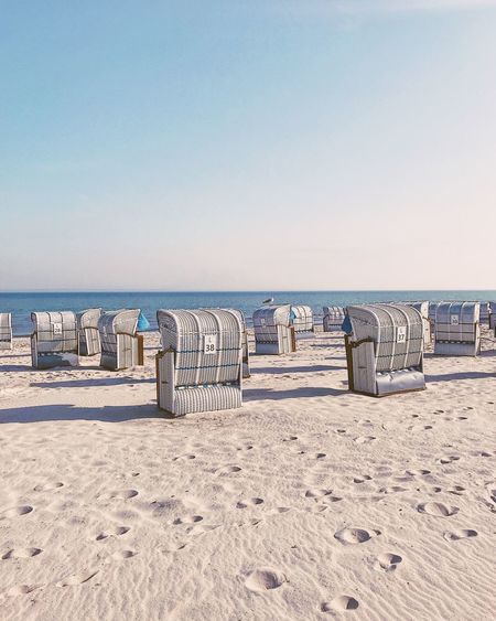 Scenic view of beach against clear sky