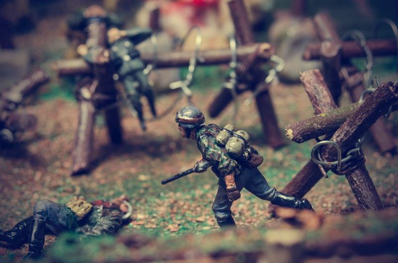 Close-up of soldier figurines