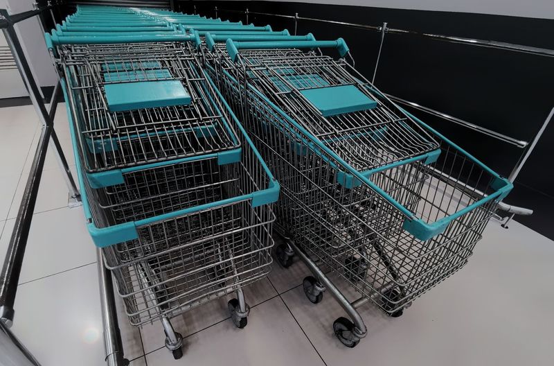 Close-up of shopping cart on table