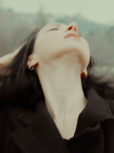Close-up of woman lying down