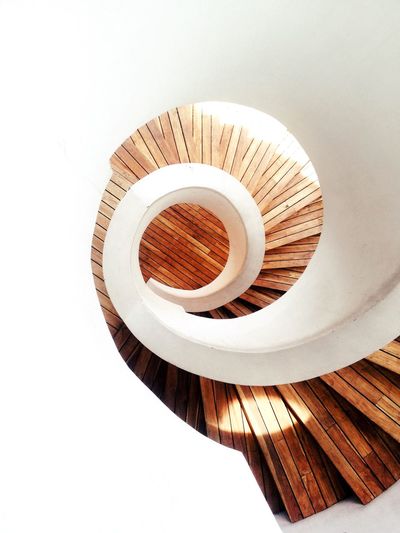 High angle view of spiral staircase