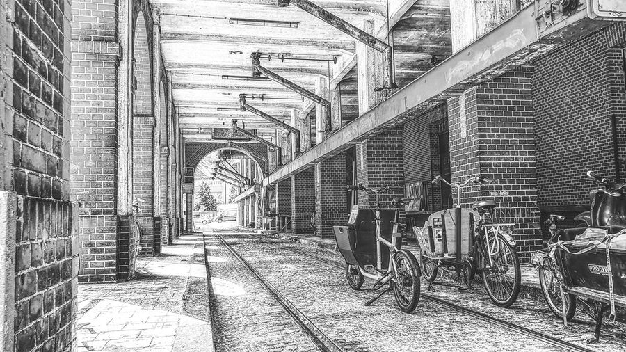 View of abandoned railroad tracks