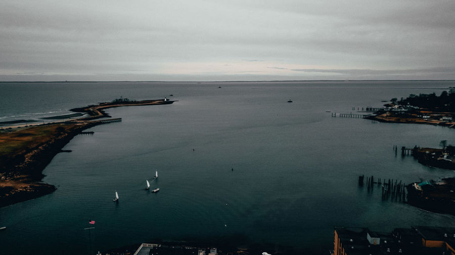 High angle view of sea against sky