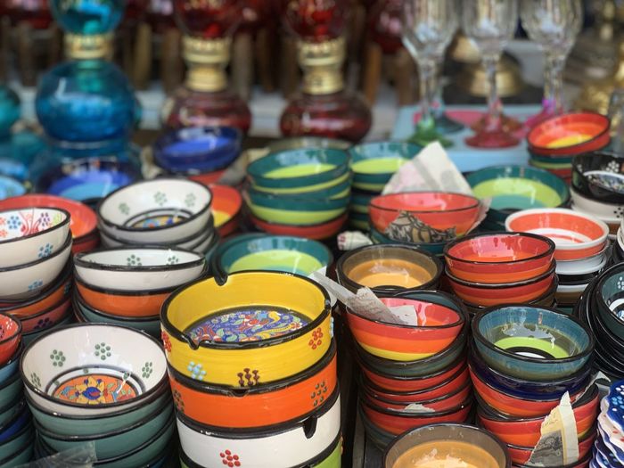 Close-up of colorful ceramic bowl